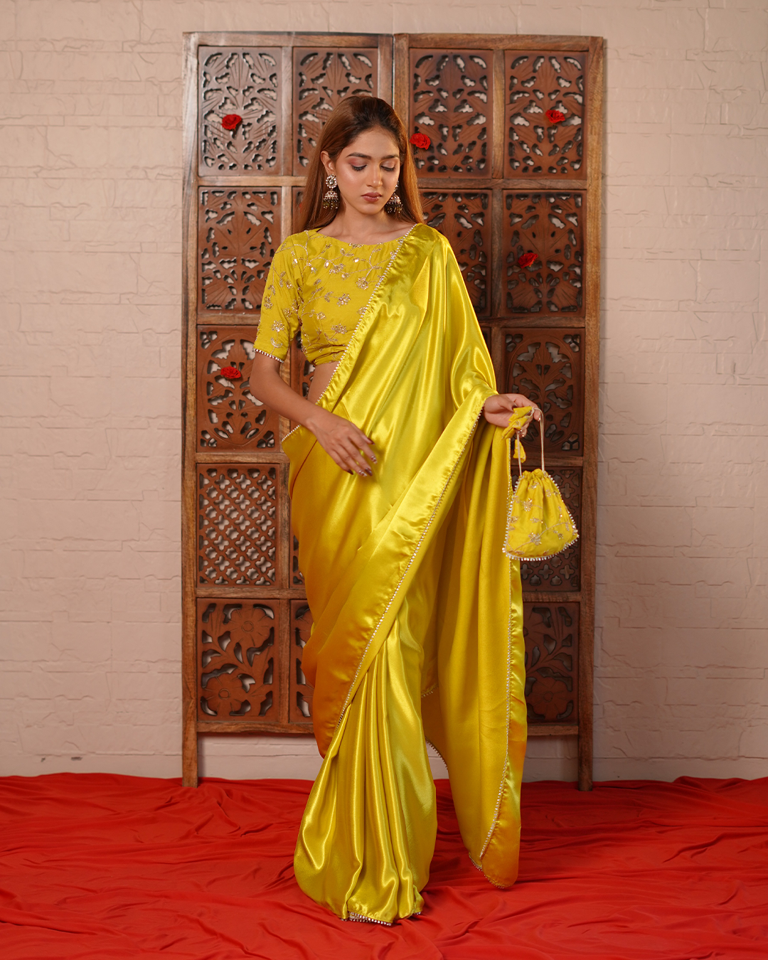 Dhaani Satin Saree with Zari Blouse