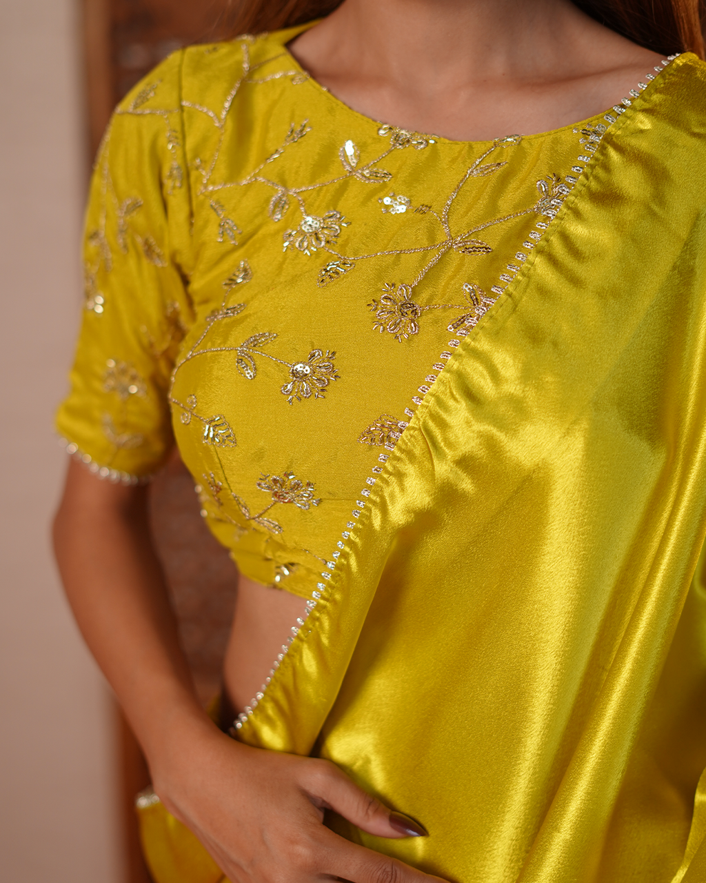 Dhaani Satin Saree with Zari Blouse
