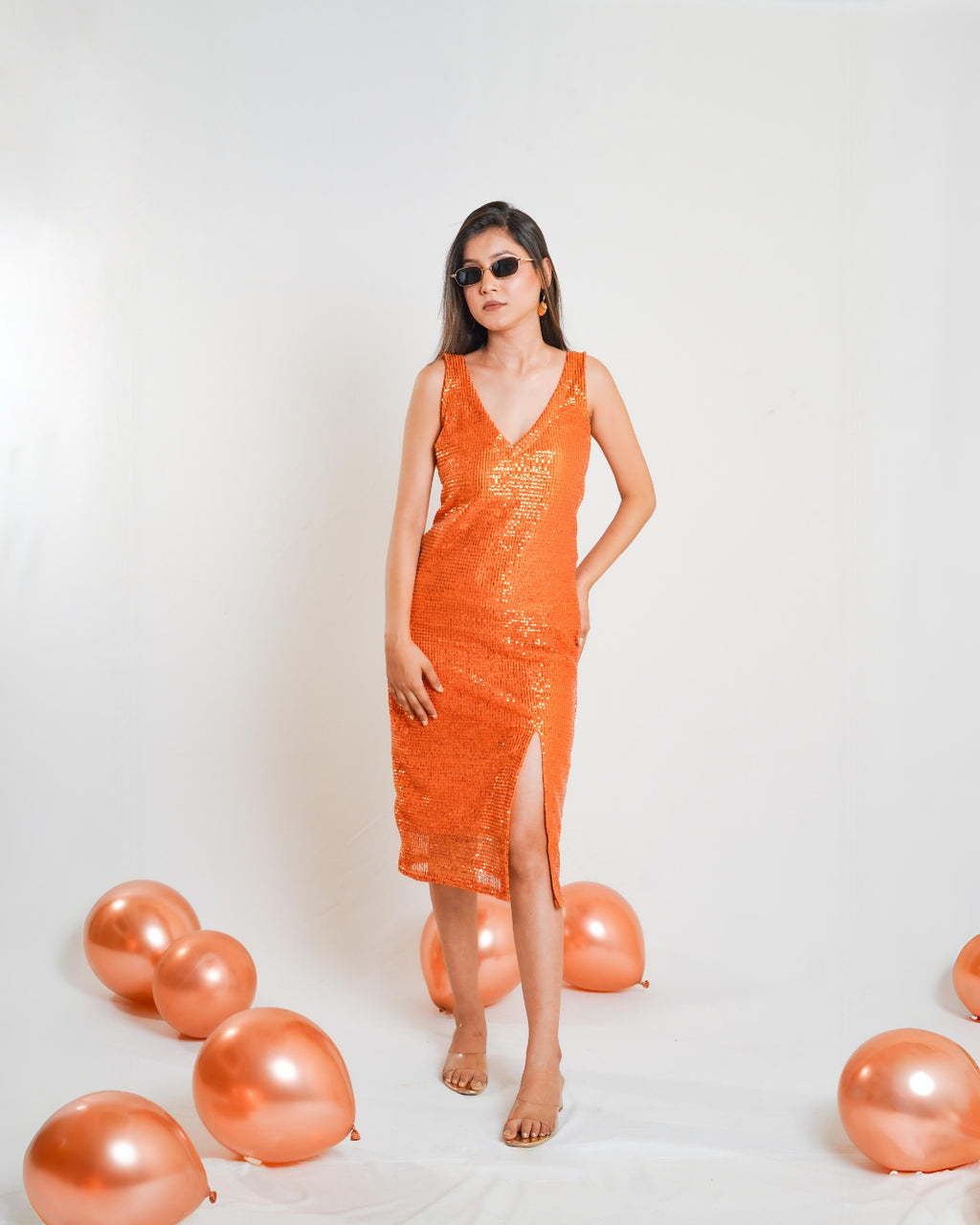 Orange Sequin Dress