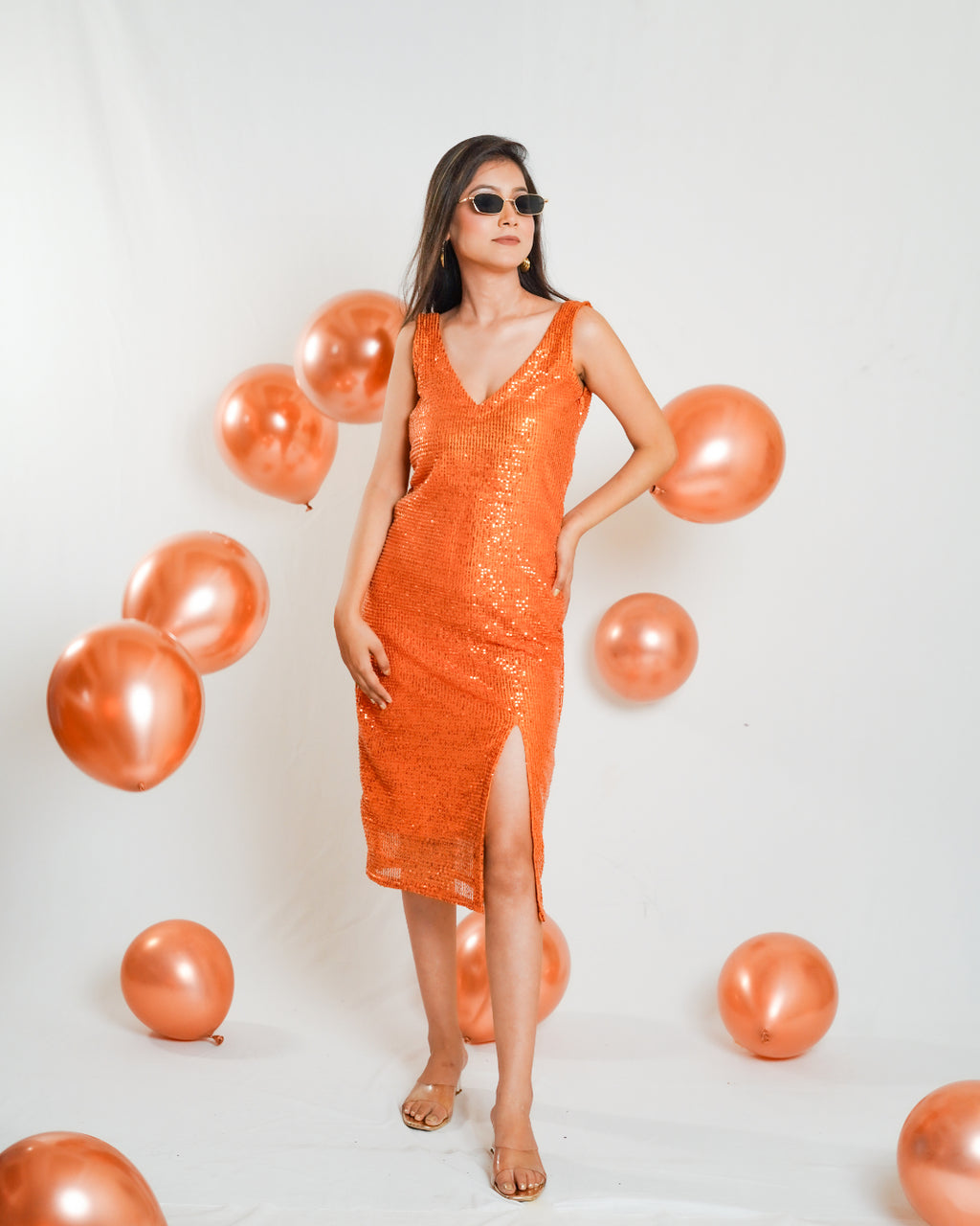 Orange Sequin Dress