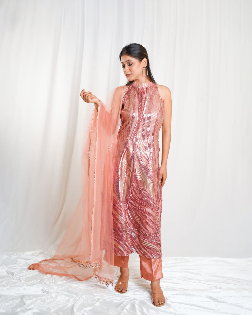 Rose Gold Royale Indo-western Set