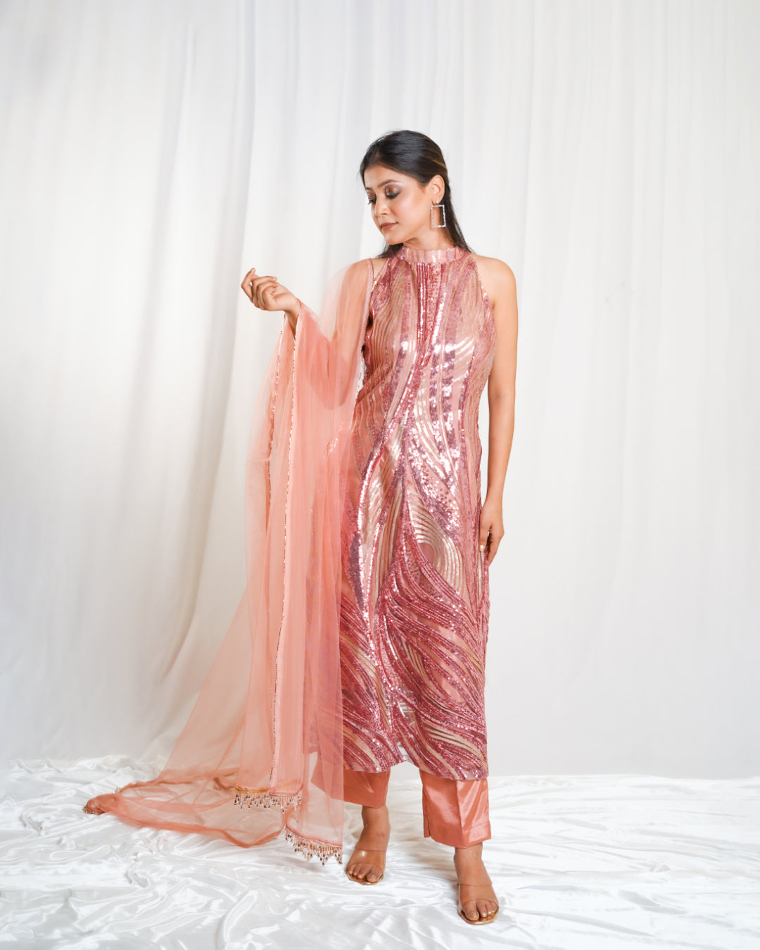 Rose Gold Royale Indo-western Set