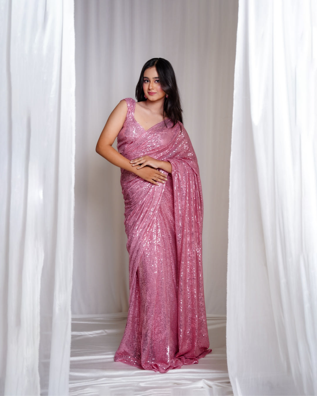 Haute Pink Sparkle Saree