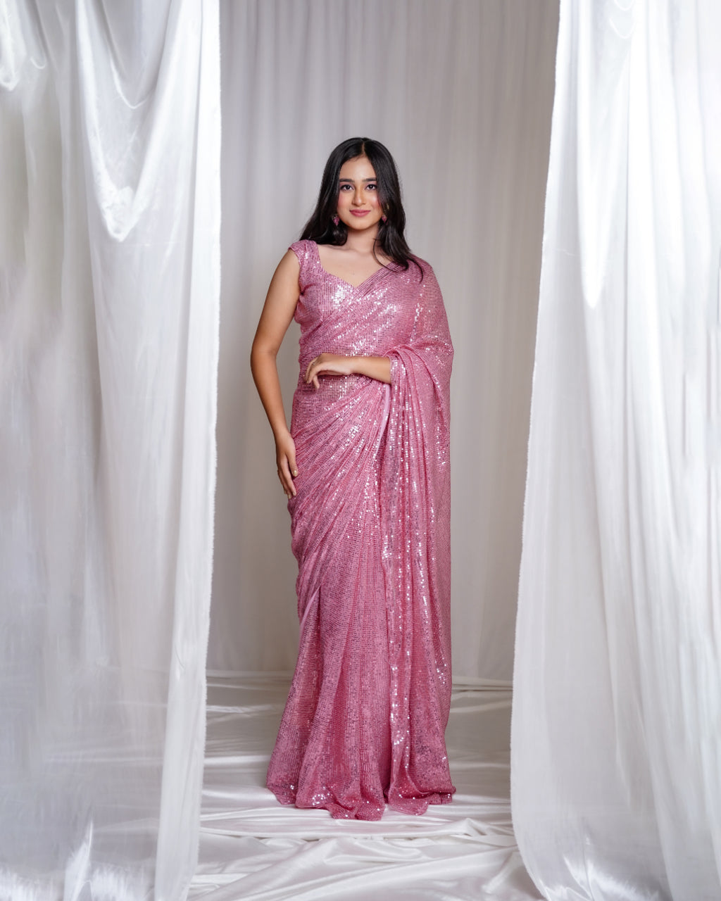 Haute Pink Sparkle Saree