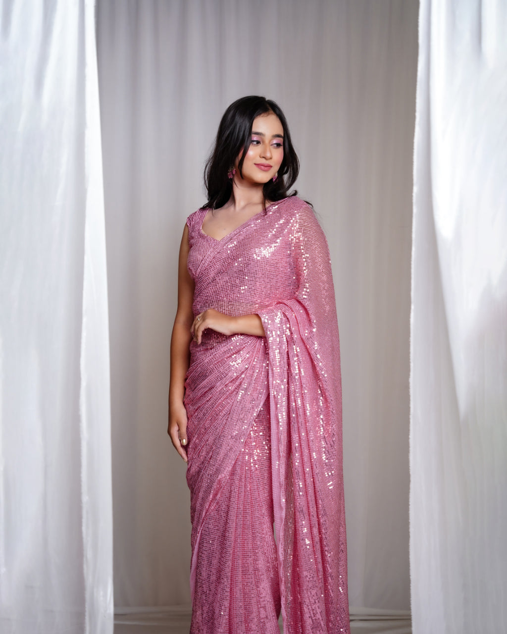 Haute Pink Sparkle Saree
