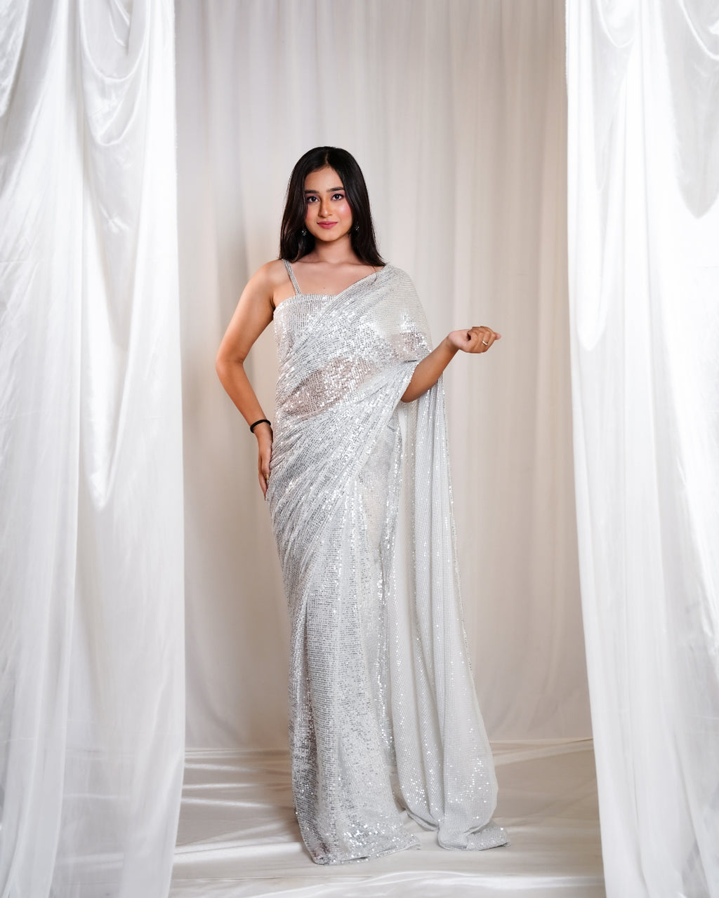 Starlight Silver Sparkle Saree