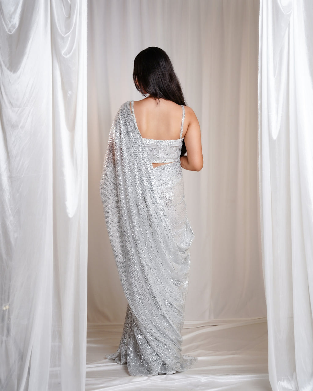 Starlight Silver Sparkle Saree