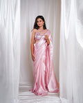 Pastel Pink Satin Soirée Saree