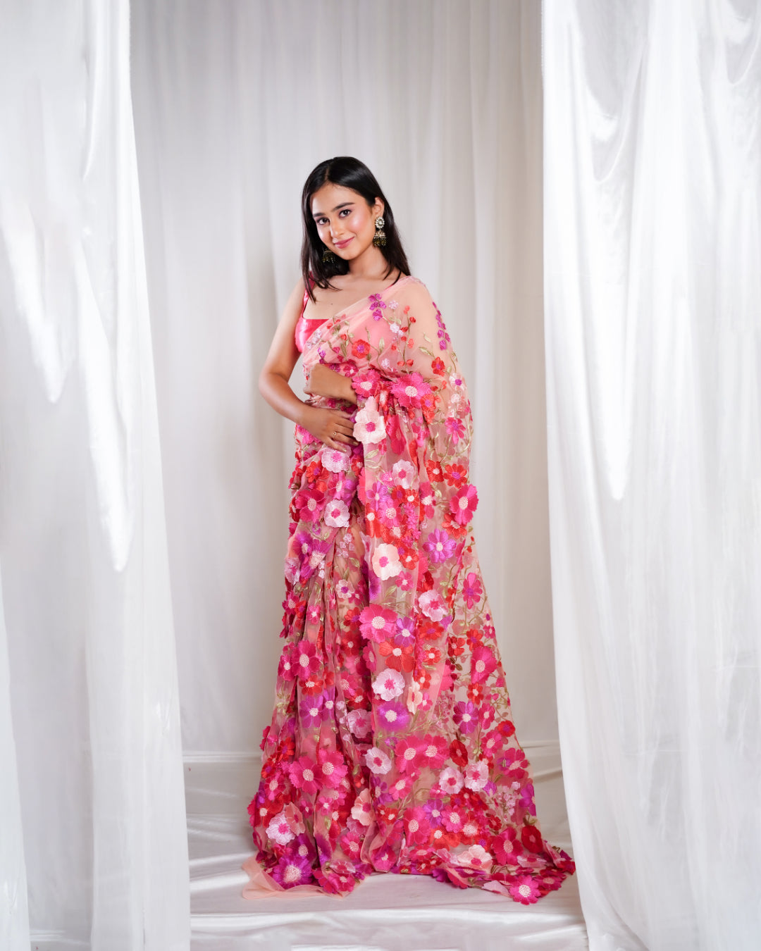 Rosy Petals Pink Peach Saree