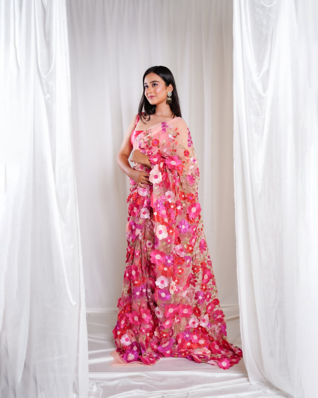 Rosy Petals Pink Peach Saree