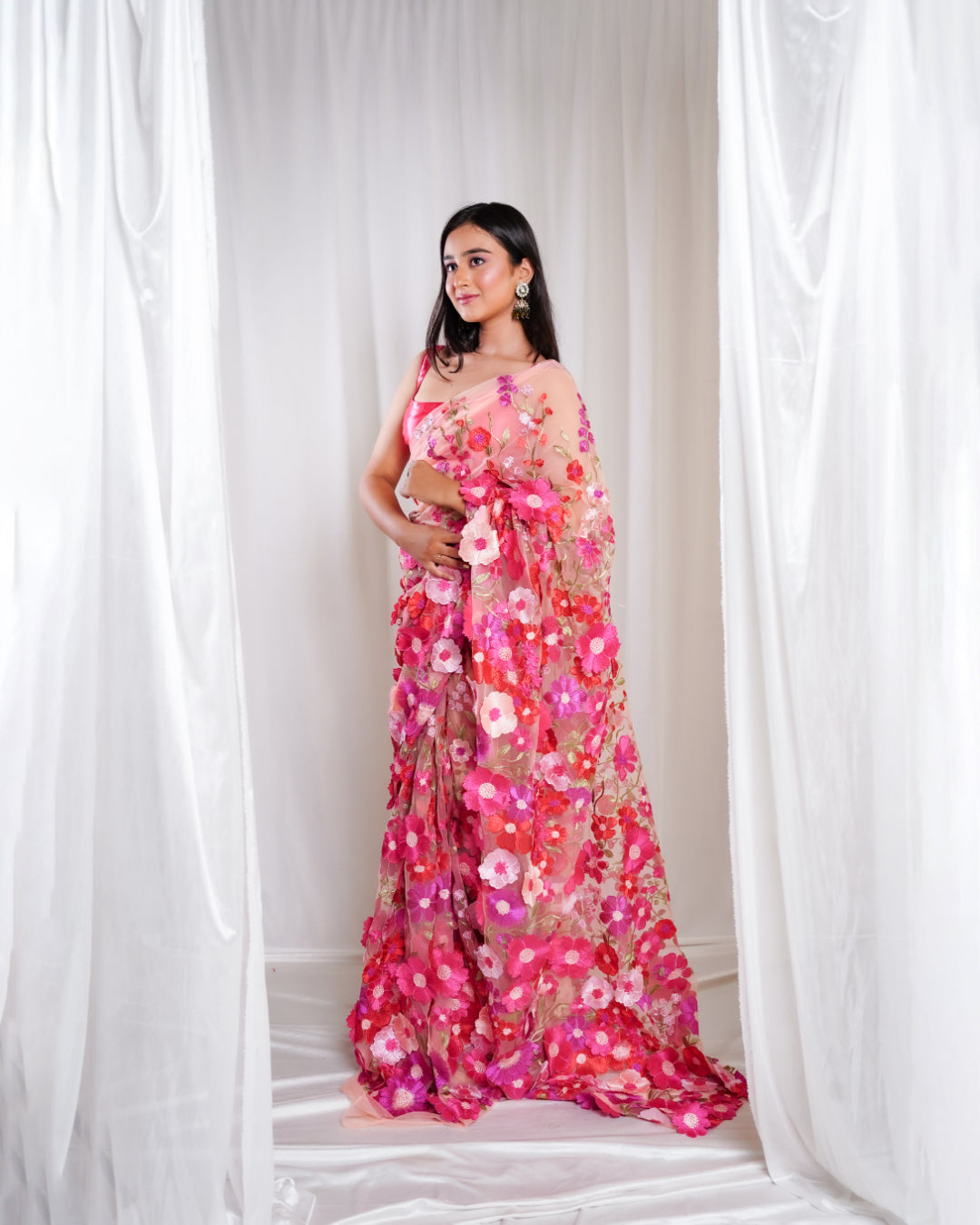Rosy Petals Pink Peach Saree