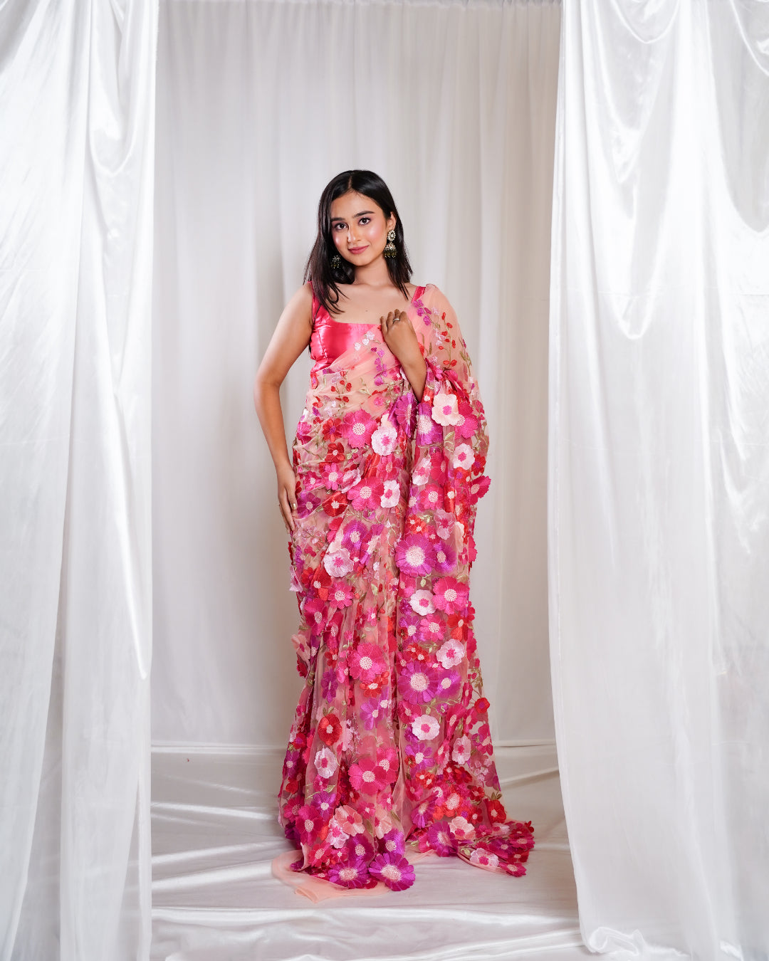 Rosy Petals Pink Peach Saree