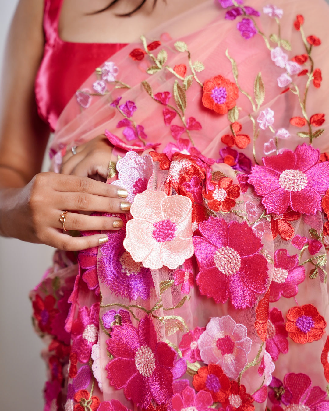 Rosy Petals Pink Peach Saree