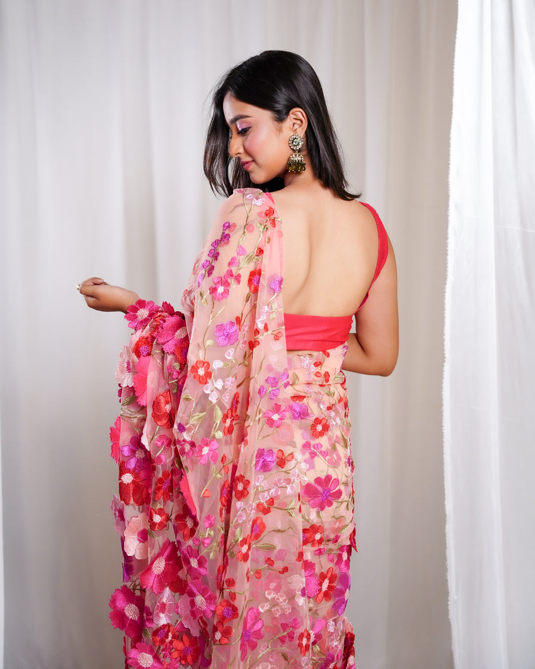 Rosy Petals Pink Peach Saree