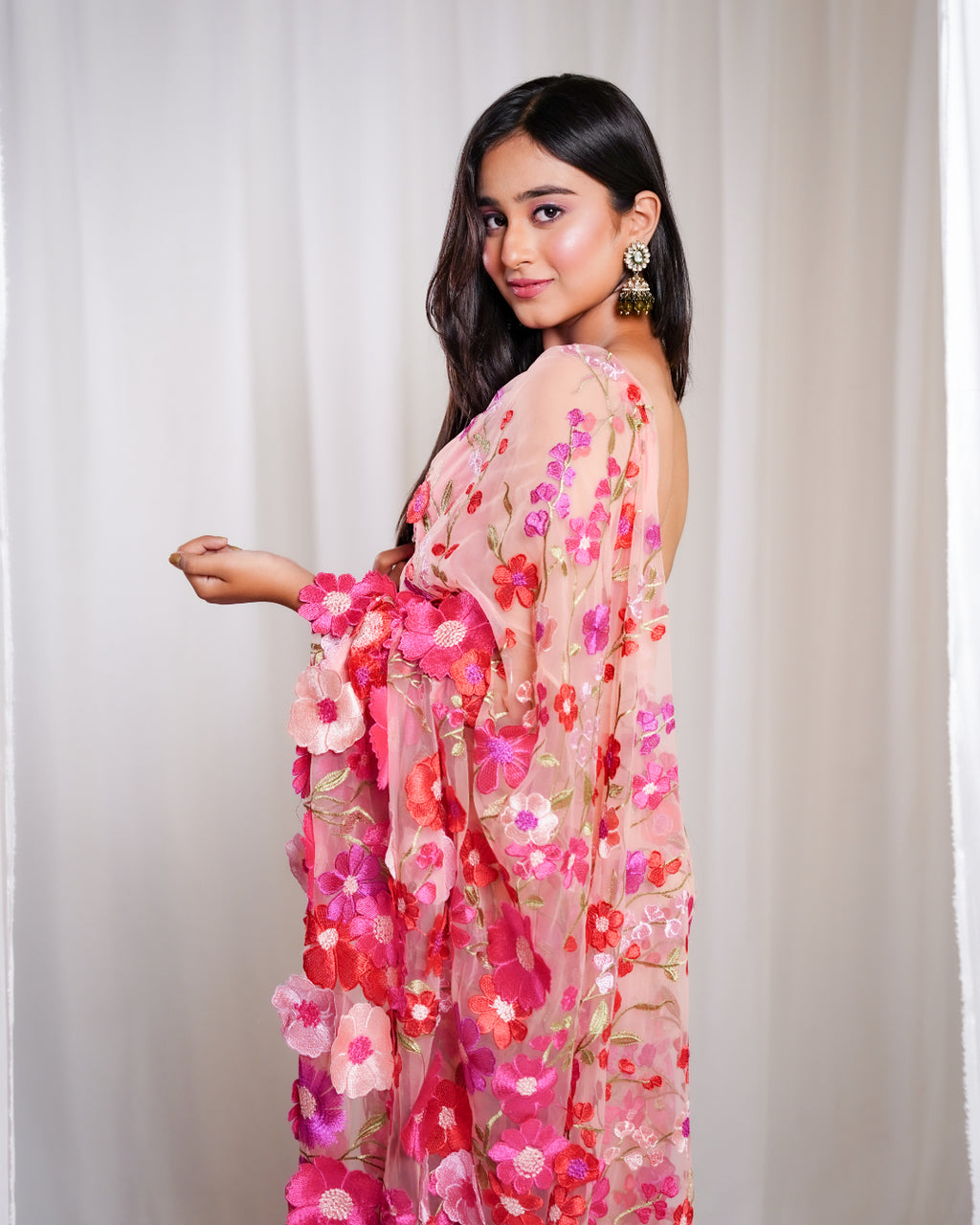 Rosy Petals Pink Peach Saree