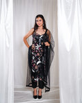 Floral Black Indo-western Set