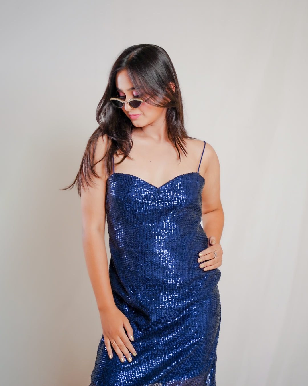 Navy Blue Sequin Dress