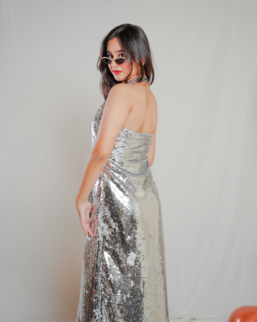 Metallic Silver Sequin Dress