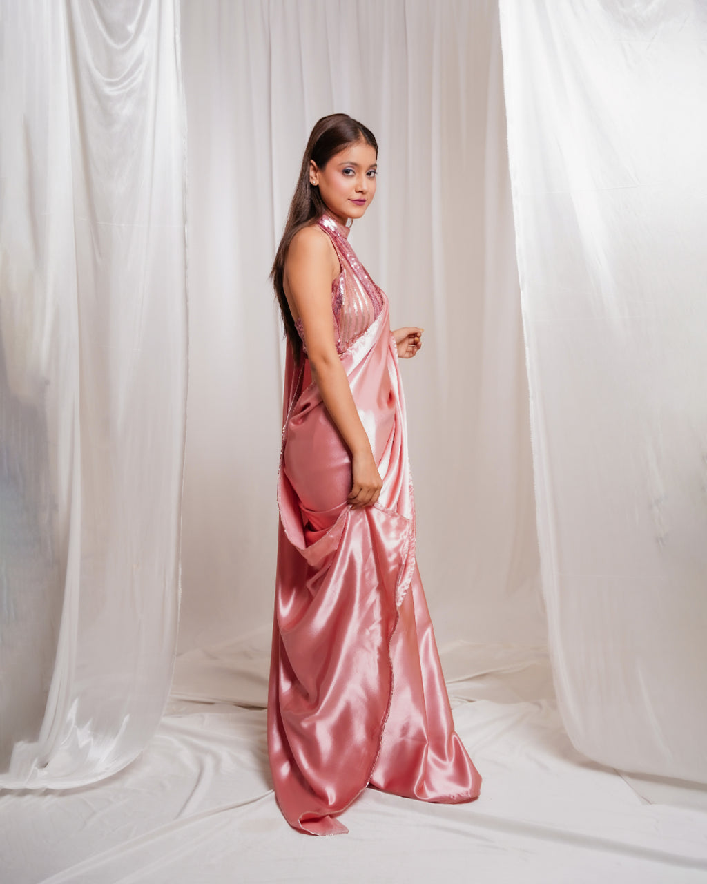 Rose Gold Radiance Saree