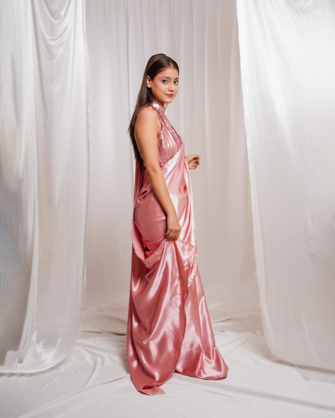 Rose Gold Radiance Saree