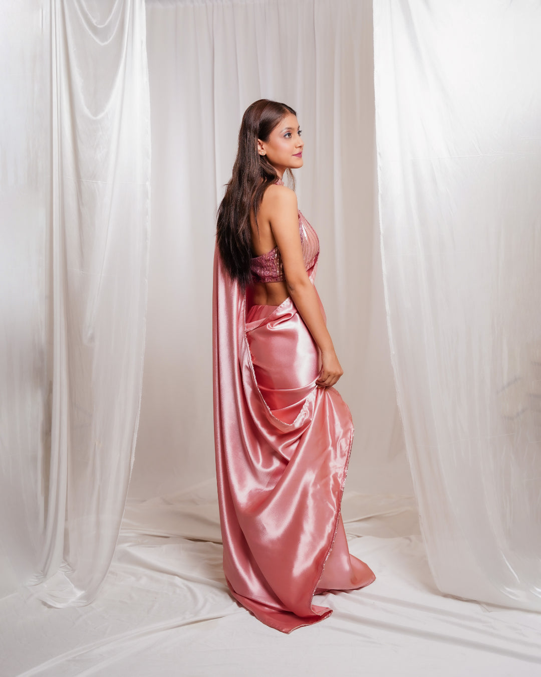 Rose Gold Radiance Saree