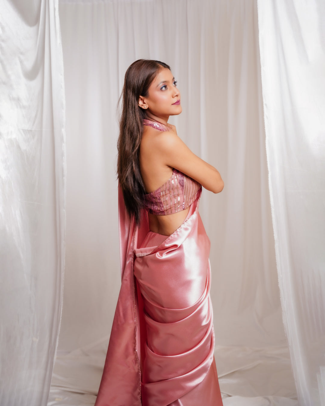 Rose Gold Radiance Saree