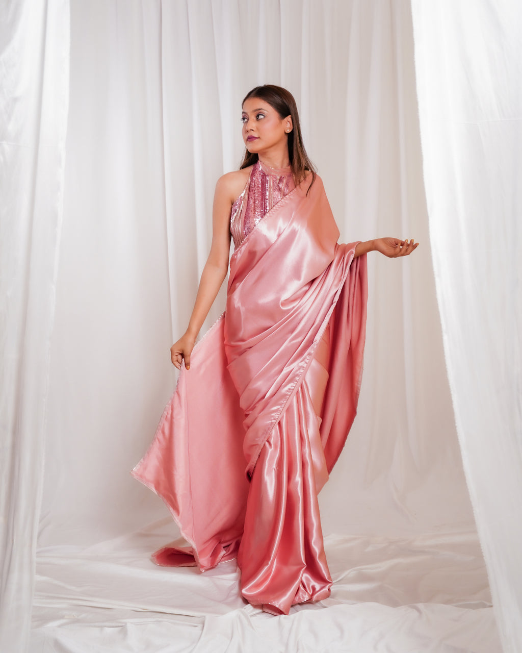 Rose Gold Radiance Saree