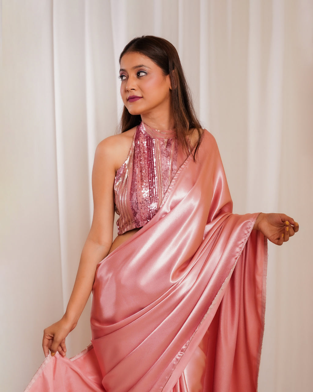 Rose Gold Radiance Saree