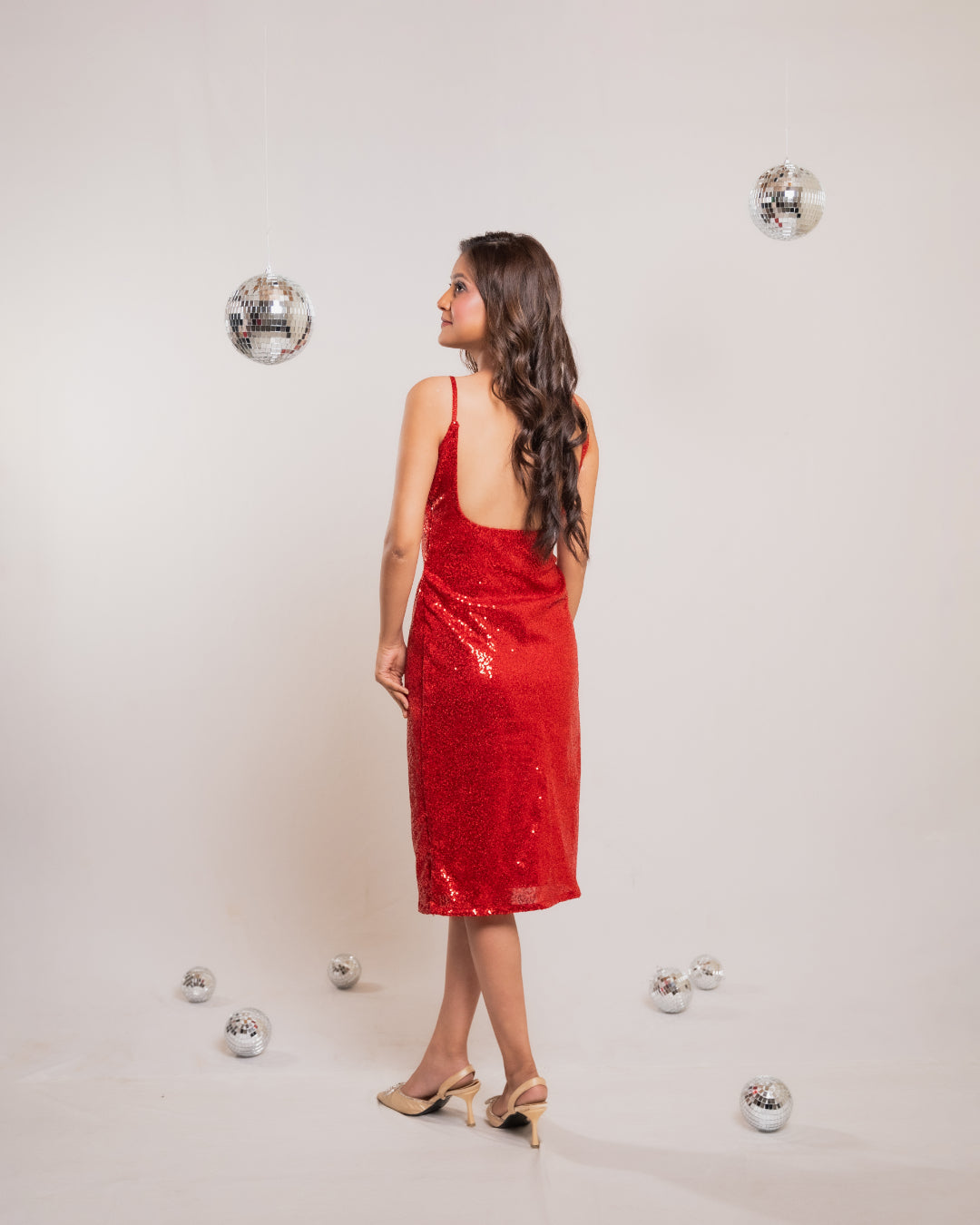 Red Floral Slit Dress