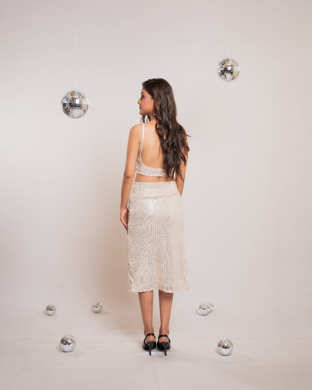 Off-White Slit Sequin Co-ord