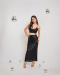 Black Sequin Slit Co-ord