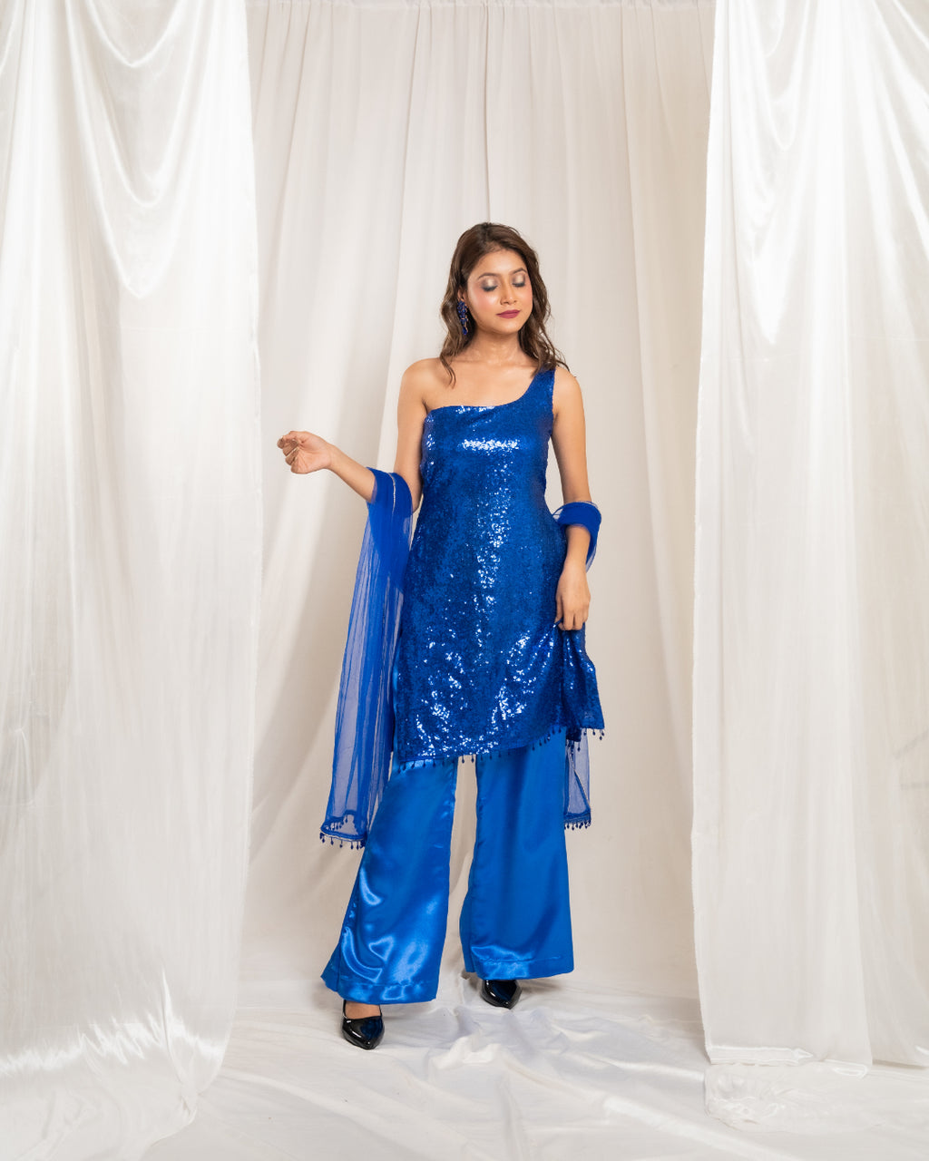 Blue Majesty Indo-western Set