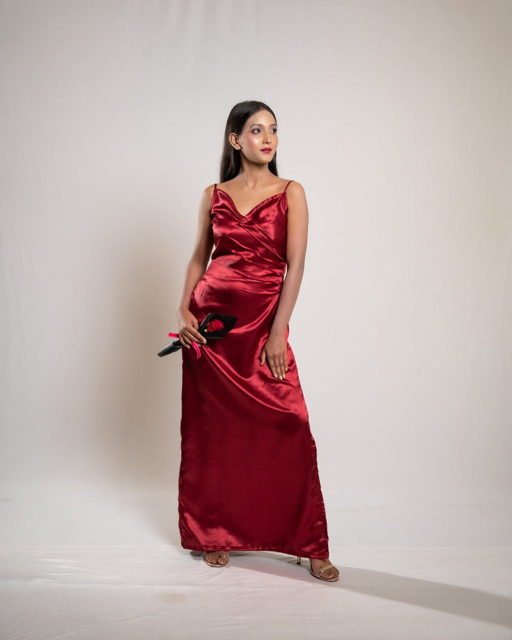 Red Evening Satin Dress