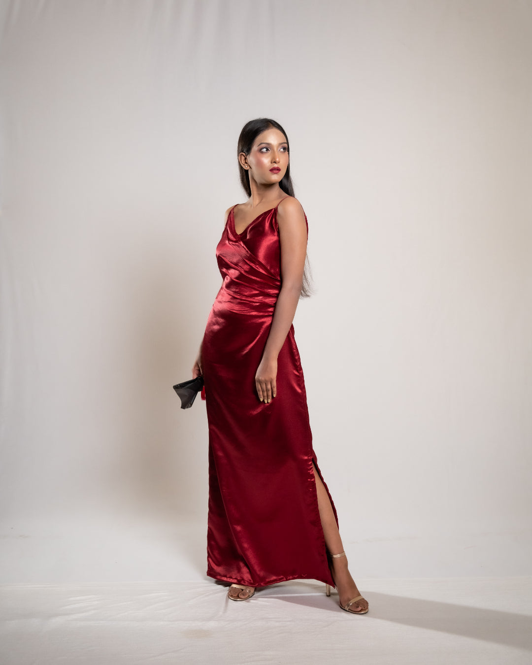 Red Evening Satin Dress