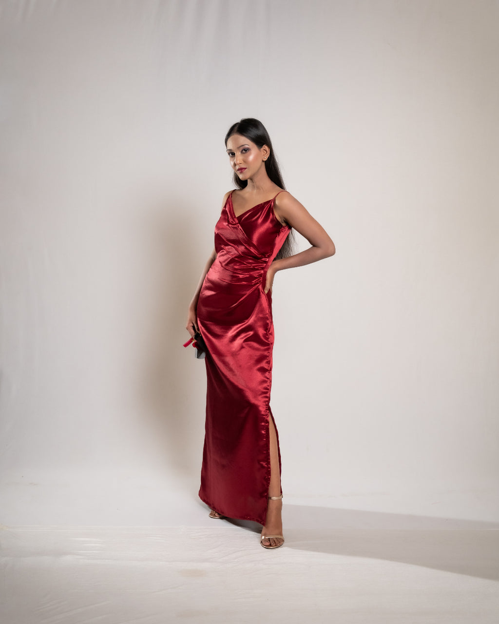 Red Evening Satin Dress