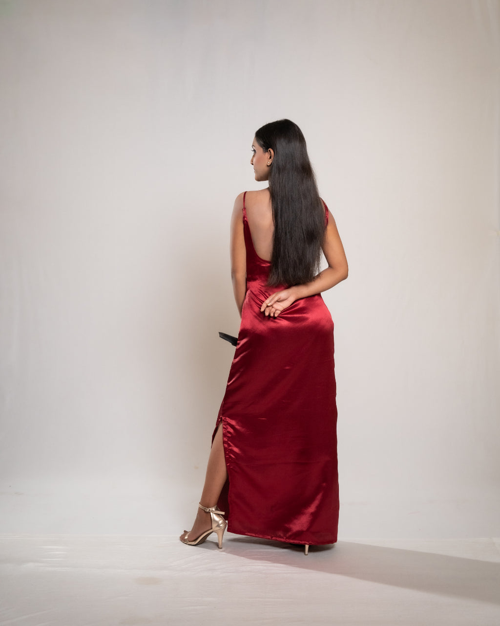 Red Evening Satin Dress