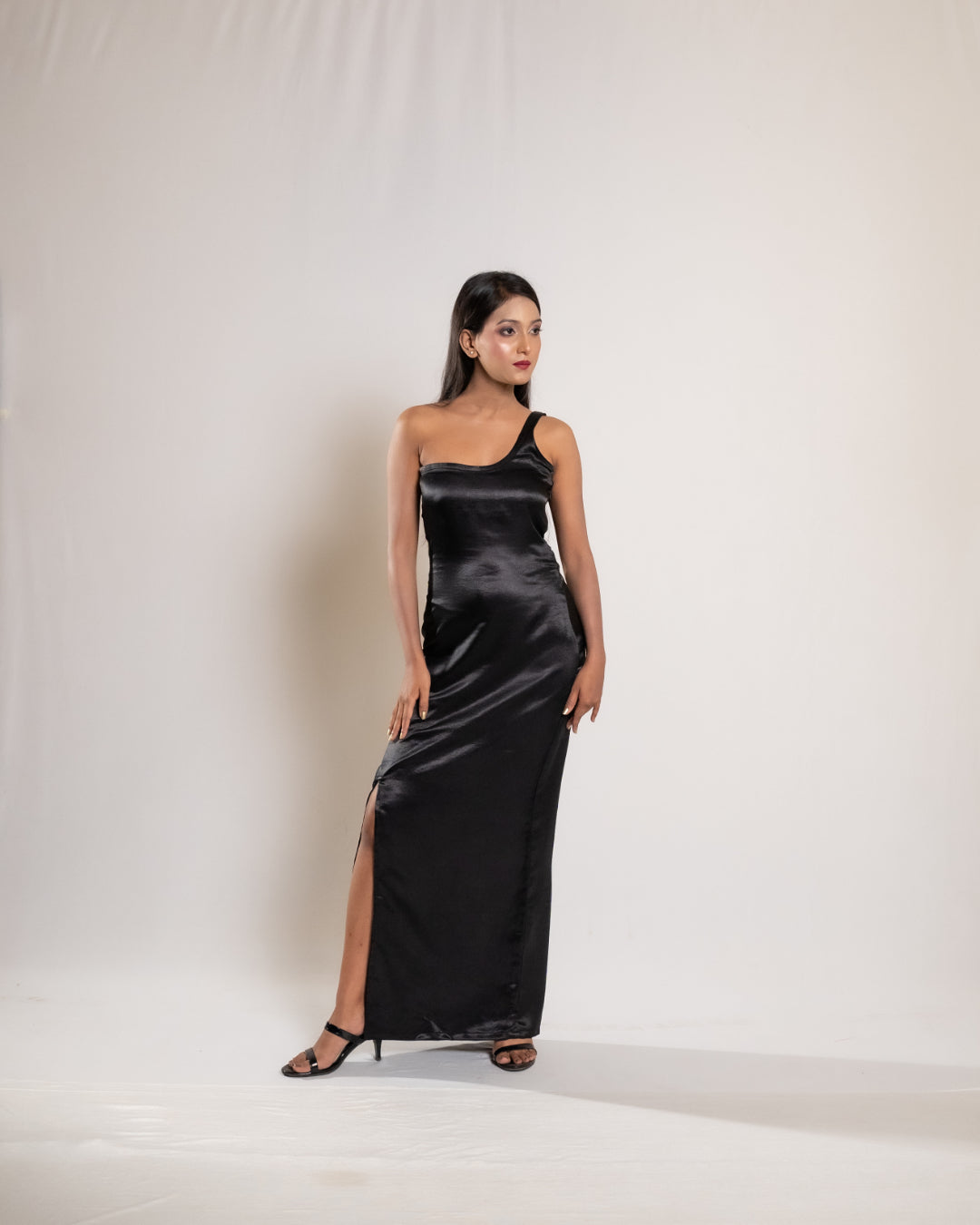 Black Evening Satin Dress