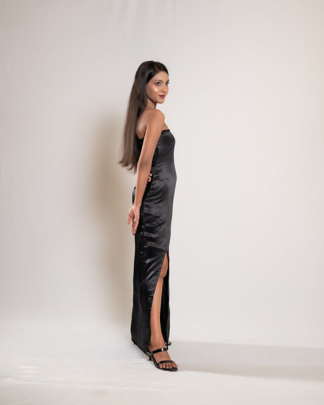 Black Evening Satin Dress