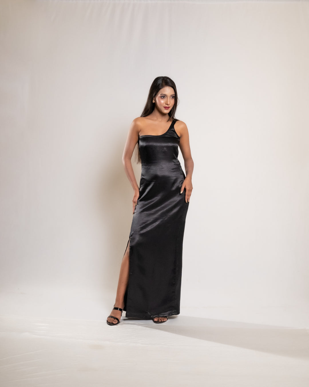 Black Evening Satin Dress