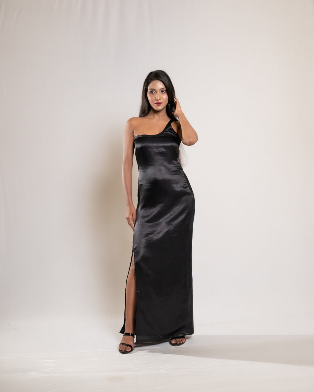 Black Evening Satin Dress
