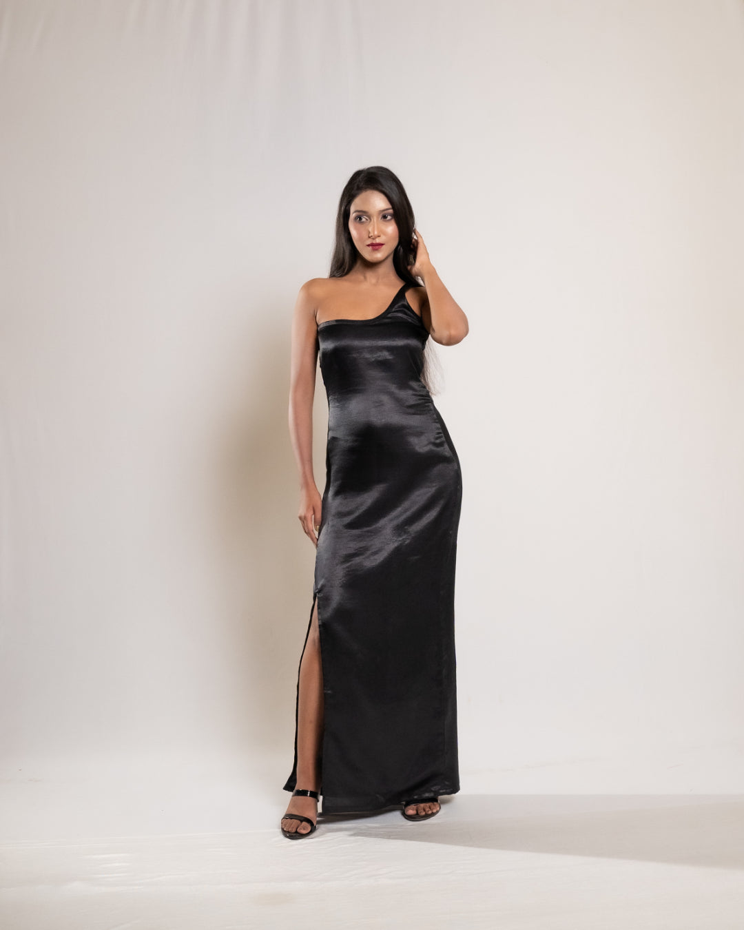Black Evening Satin Dress