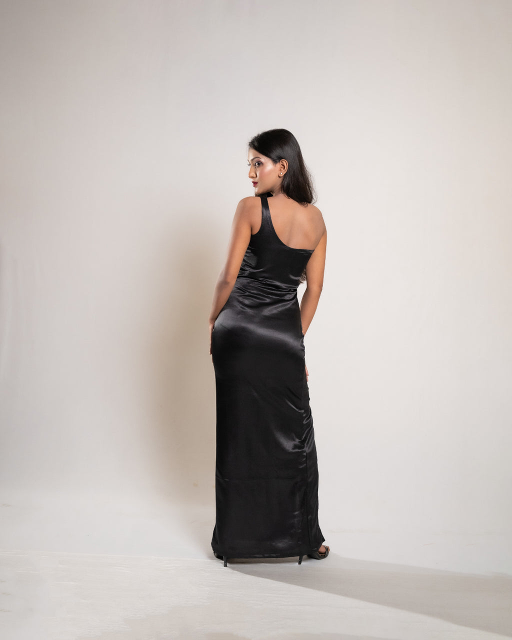 Black Evening Satin Dress