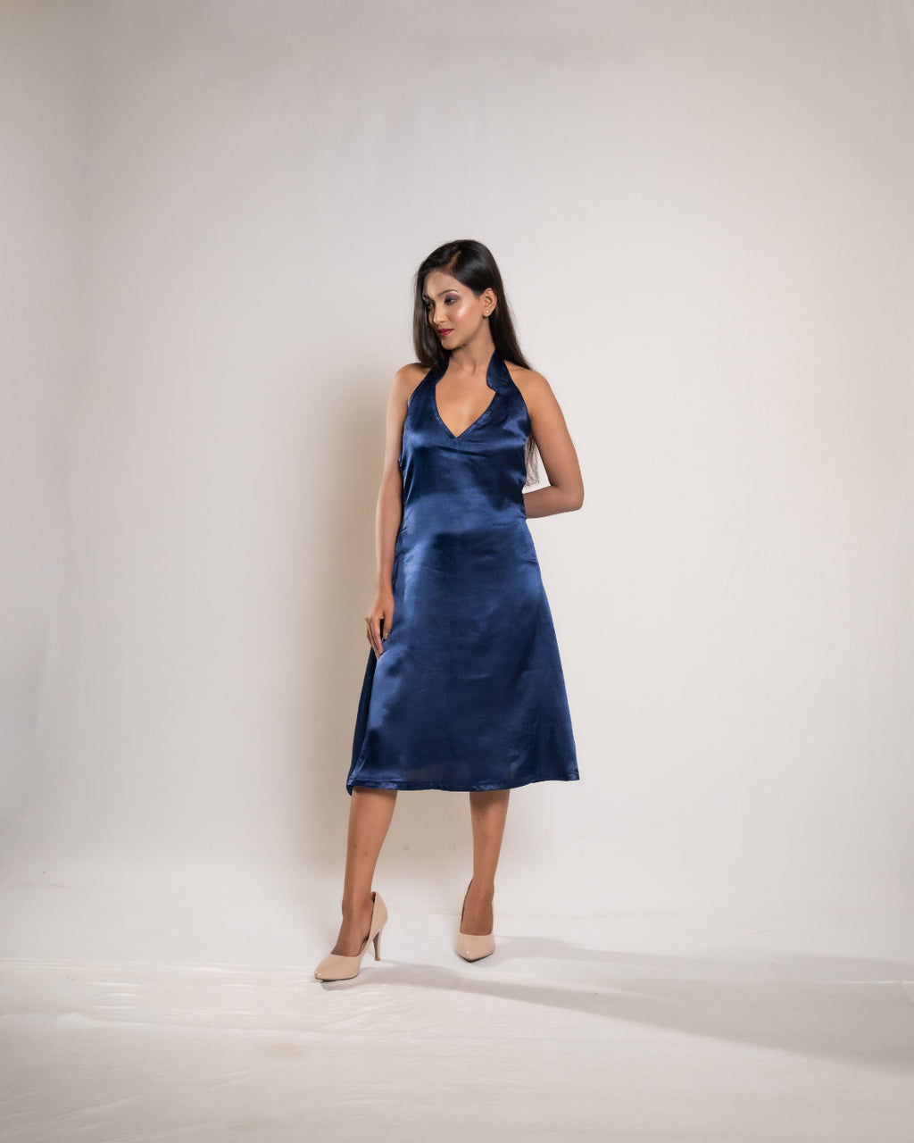 Navy Blue Satin Frock