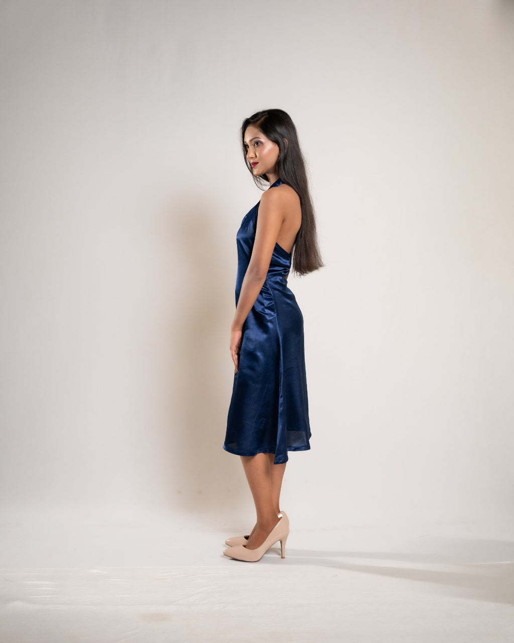 Navy Blue Satin Frock