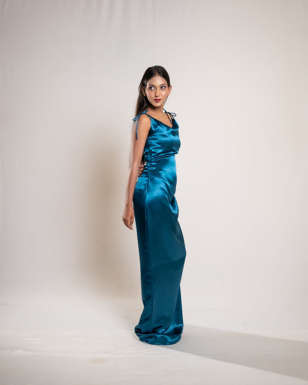 Teal Blue Satin Dress