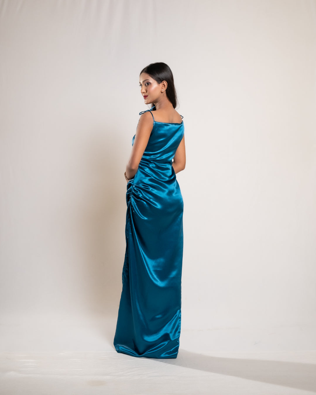 Teal Blue Satin Dress