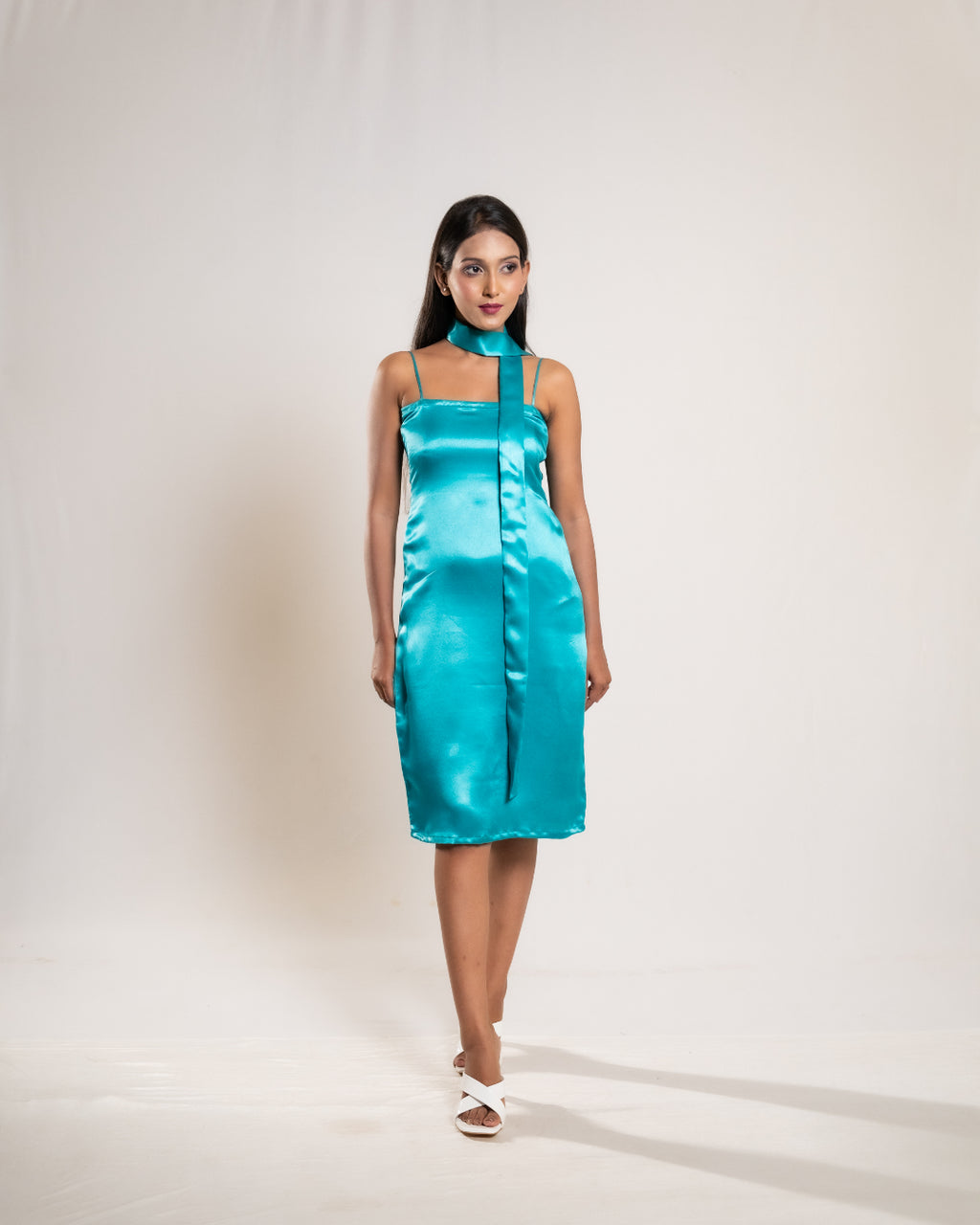 Aqua Green Satin Dress