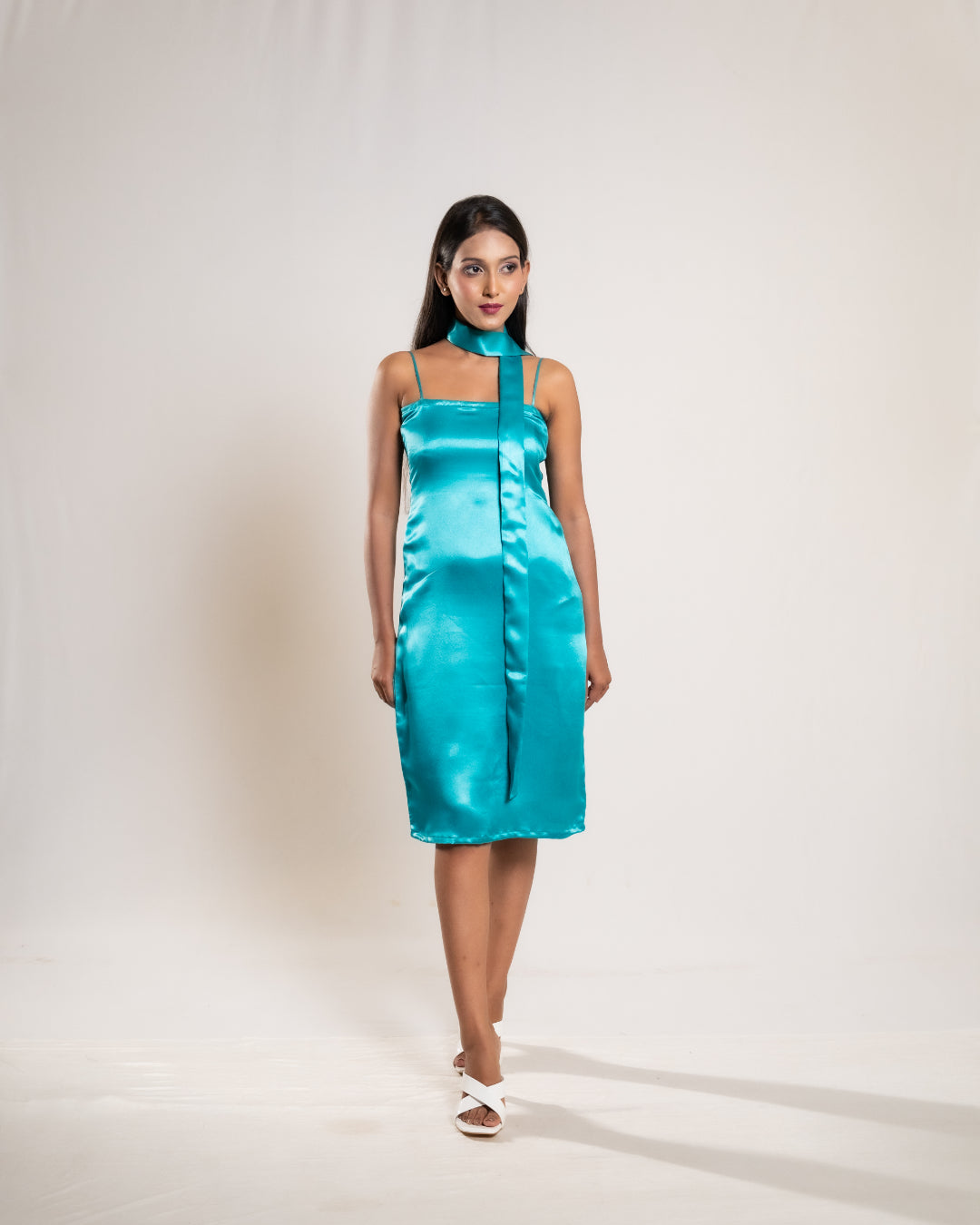 Aqua Green Satin Dress