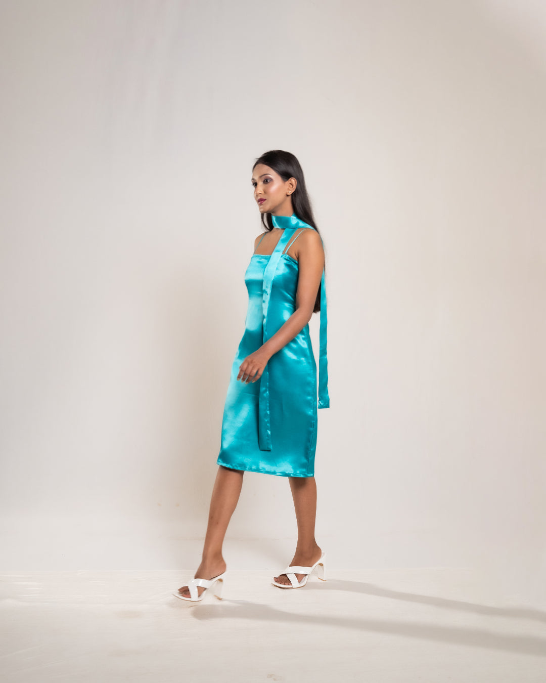 Aqua Green Satin Dress