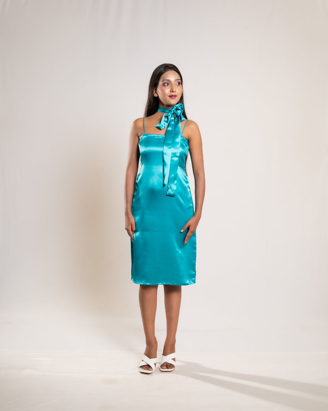 Aqua Green Satin Dress